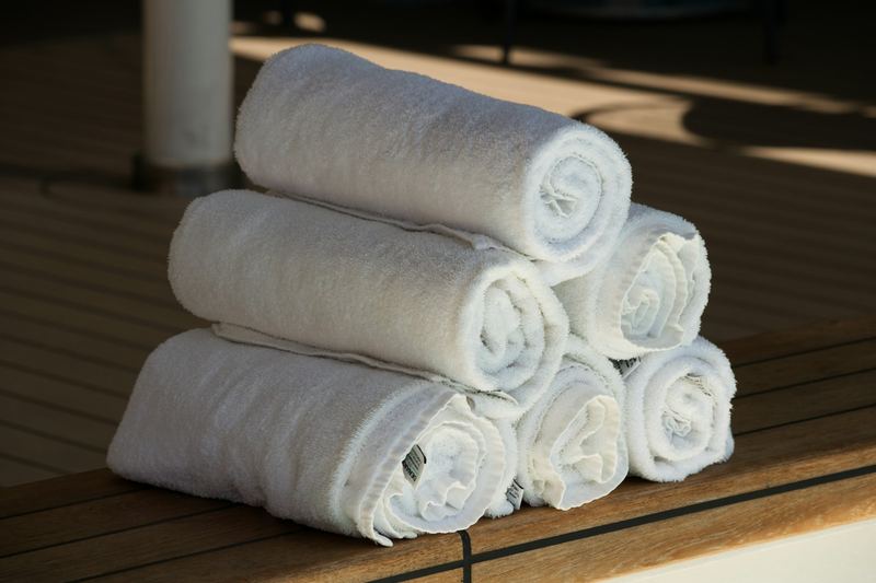 Rolled white towels